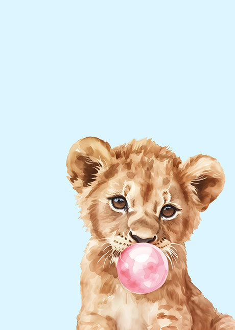 ANIMAL ART BABY LION PINK BUBBLE