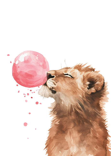 ANIMAL ART BABY LION PINK BUBBLE