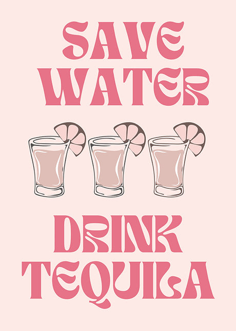 BAR ART SAVE WATER DRINK TEQUILA