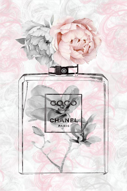 FASHION BRAND CHANEL PERFUME WITH FLOWERS.