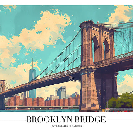 TRAVEL ART BROOKLYN BRIDGE USA