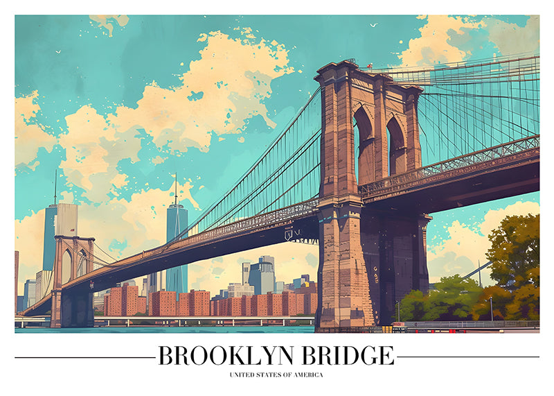 TRAVEL ART BROOKLYN BRIDGE USA