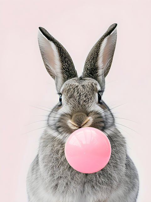 ANIMAL ART RABBIT PINK BUBBLE